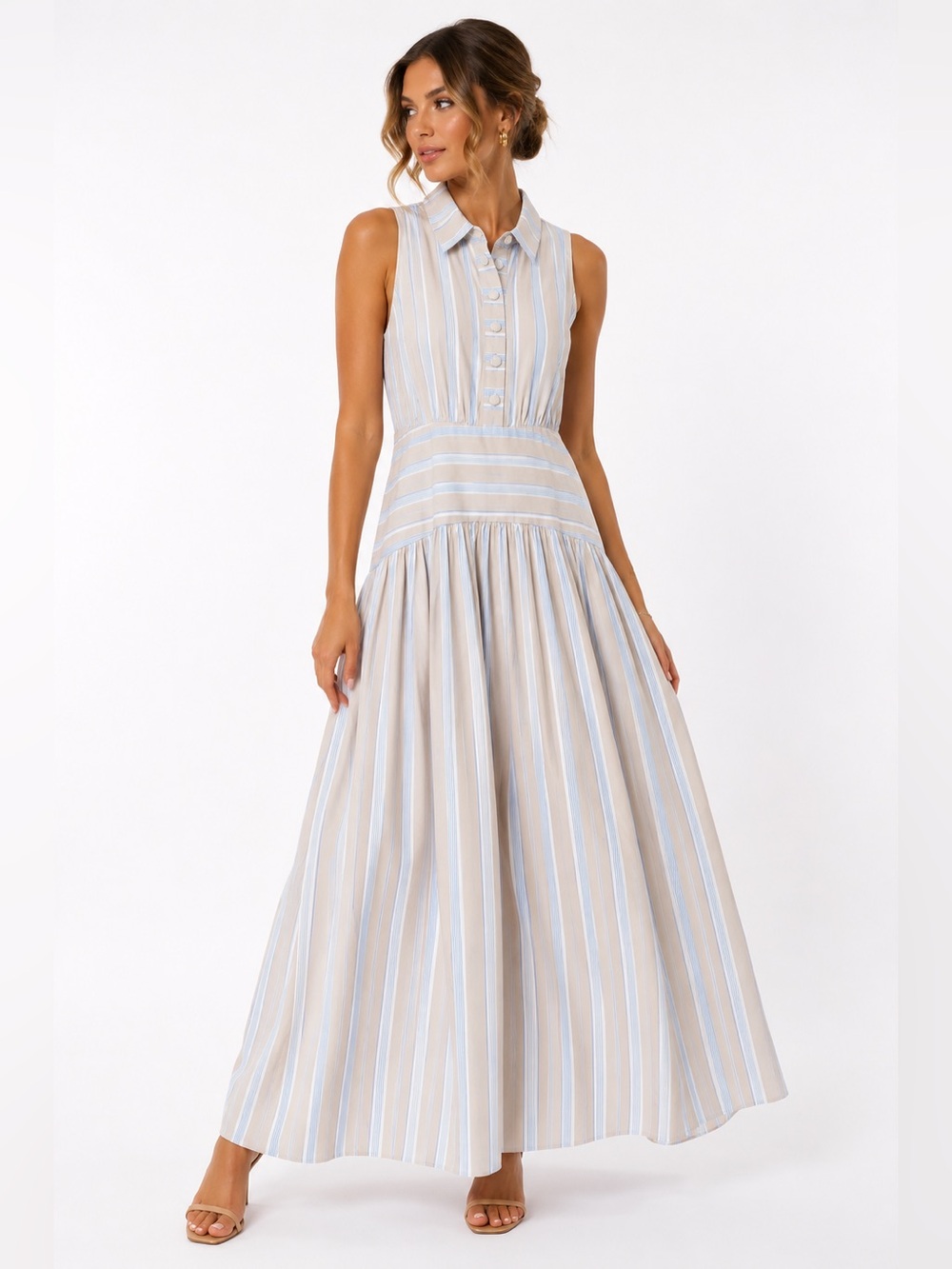 👗PARKER SLEEVELESS STRIPED MAXI 👗 - Picture 1 of 4